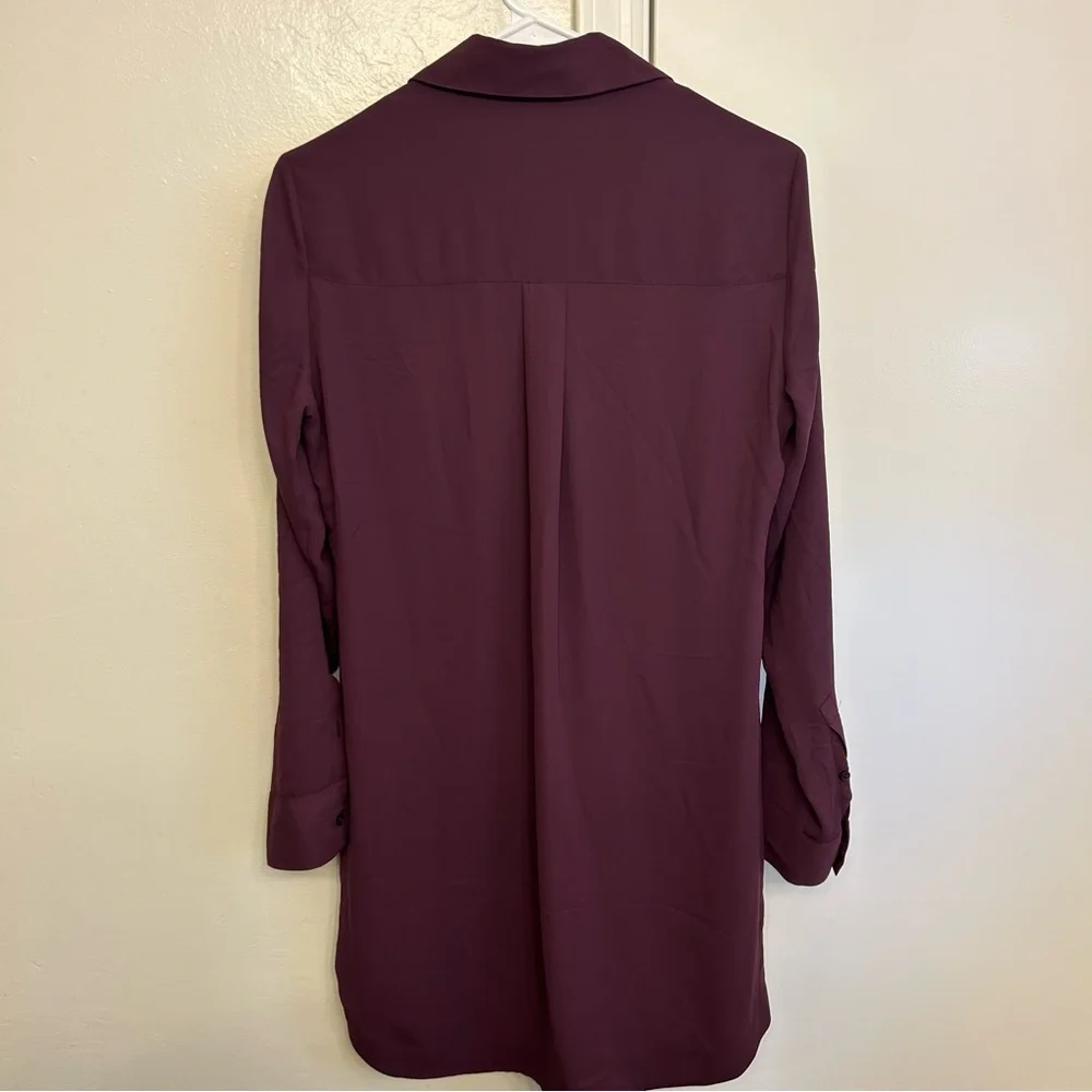 Express Burgundy The Portofino Shirt Dress Workwear Office Size Small Buttons - Picture 6 of 8